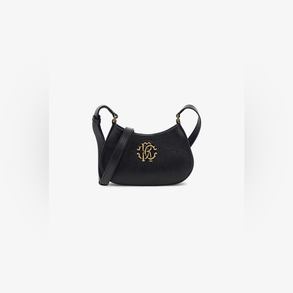 Roberto Cavalli Black Shoulder Bag With Monogram Rc